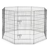 SmithBuilt Premium 8-Panel Black Dog Exercise Play Pen with Door and Carry Bag - 36 in. Tall
