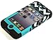 Bastex Silicone Teal White Chevron Anchor Heart Hybrid Case for iPhone 4/4s - Black