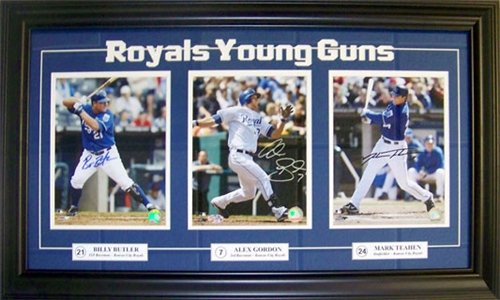 Alex Gordon, Billy Butler & Mark Teahen Autographed/Hand Signed Framed 8x10 Photos