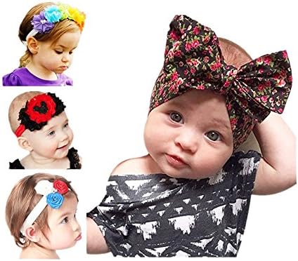 Eshiony Baby Girl Hair Bows Headbands with Rabbit Ears(4 Sets)
