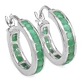1.80 Carat Genuine Emerald .925 Silver Earrings