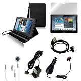 CrazyOnDigital Black Stand Leather Case with Charger and Screen Protector For Samsung Galaxy Tab 2 10.1 (6-item)