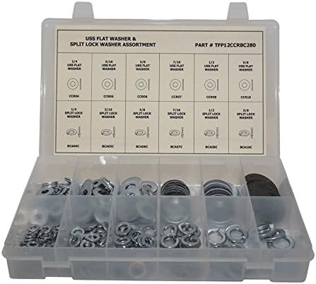 280 Piece GRADE 2 USS FLAT & LOCK WASHER ASSORTMENT - Ships FREE in the USA