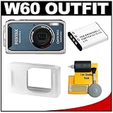 Pentax Optio W60 Waterproof Digital Camera - (Ocean Blue) + Spare D-LI78 Battery + Translucent Silicone Camera Skin + Precision Design Accessory Kit
