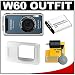 Pentax Optio W60 Waterproof Digital Camera - (Ocean Blue) + Spare D-LI78 Battery + Translucent Silicone Camera Skin + Precision Design Accessory Kit