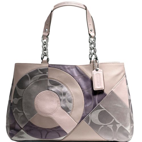 New Authentic COACH Signature Inlaid Patchwork Taupe Multicolor Leather Tote 20013 w/Coach Receipt