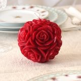 Wedding / Bridal Shower/ Party Floral Round Shaped Candle 4"x 3.75" (Red) ~ JEM Stores