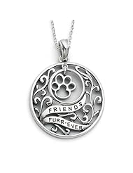 Animal Friends, Paw Print Necklace in Sterling Silver