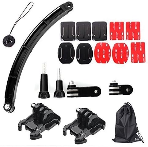 Camera Accessories Kit, Racing Motorcycle Helmet mounts for Gopro hd sport acion camera Hero 2 4 3 black silver (7 items)