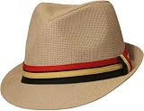 Short Brim Rasta Inspired Straw Fedora, Natural Medium/Large