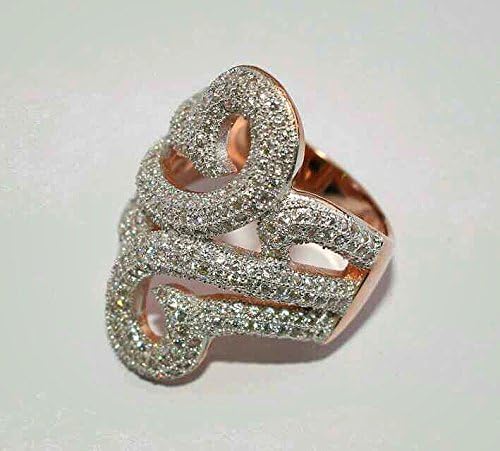 925 Silver Sterling Ring Pave Set with Top Quality Cubic Zirconia Plating Pink and White Gold. Finger Size 7"