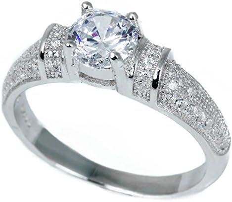 Pink Cookie 1.25Ct Round &amp; Micro Pave Engagement Silver Tone Ring Sizes 4-10