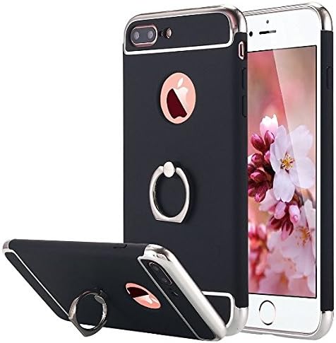 VANCKE iPhone 7 plus Case,3 in 1 Combo Ultra Thin Hard Protective Luxury Case Cover with 360 Degree Rotating Ring Kickstand for iPhone7 plus (Black)