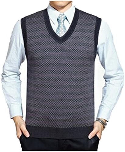 QualityUC Mens Semi Formal Professional Work Office Clothes V Neck Vest Sweater