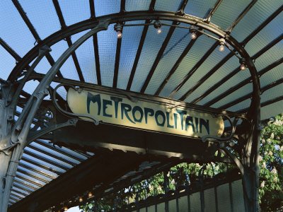 Close-up of Metropolitain (Metro) Station Entrance, Art Nouveau Style, Paris, France, Europe Photographic Poster Print by Gavin Hellier, 12x16