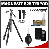 Cullmann Magnesit 525H Aluminum / Magnesium Tripod with 3-Way QR Head with Wireless Remote + Accessory Kit for Nikon Coolpix P7100, P7000, D7000, D5100, D5000, D3200, D3000, 1 V1, J1 Digital SLR Cameras