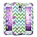 ULAK Galaxy S5 Case, 3-Piece Shock Absorbing Dual Layer Protective Case with Soft Silicone Skin Hard PC Grip Cover for Samsung Galaxy S5 (2014) Green Wave + Purple