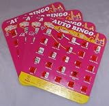 Red Auto Backseat Bingo Pack of 4 Unique Bingo Cards (Great For: Family Vactions, Car Rides, and Road Trips!)