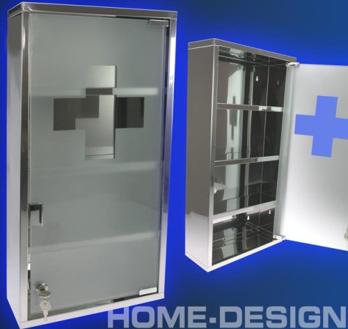 MAXI Erste Hilfe Medizinschrank EDELSTAHL GLAS original ELECSA 1039