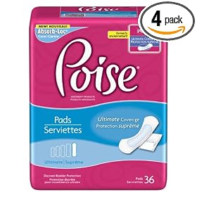 Poise Pads Ultimate Absorbency, 36-Count Packages (Pack of 4)