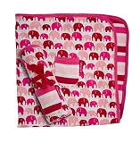 Toby Tiger Red/Pink Elephants Organic Baby Blanket