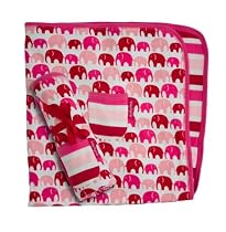 Toby Tiger Red/Pink Elephants Organic Baby Blanket