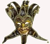 Masquerade Jester Masks with Black Collars and Mix Gold Pattern Mask Facial for Men By H-m Shop