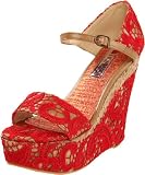 Two Lips Womens Bamboo Wedge Sandal,Red,8 M US