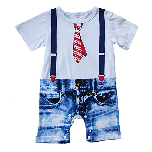 TIAOBU US Baby Boy Short Sleeve Gentlemen Romper Bodysuit