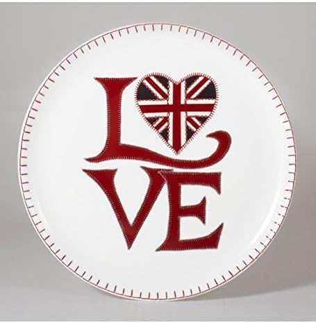 NEW JAN CONSTANTINE LOVE PLATE / WITH UNION FLAG UNION JACK &amp; LOVE HEART DESIGN