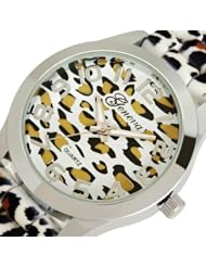 Design Leopard Silver/White Ladies Girl Women Silicone Fashion Party Watch