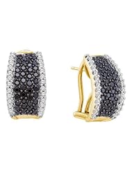1.5 cttw 14k Yellow Gold Huggie Earrings Black Diamond Huggie Earrings (Real Diamonds: 1.5 cttw)