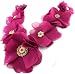 Designer Alex Carol Beautiful Large Tropical Purple Flowers Bib Ribbon Necklace