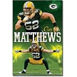 (22x34) Green Bay Packers Clay Matthews Sports Poster Print