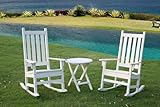 IMAGE OF 3-Piece Rocking Chair Set by Hospitality Rattan - White (3-PC-SET-286)