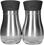 Set of 2 - Salt and Pepper Shakers High Quality Stainless Shakers - 4oz - Black
