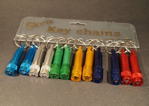 Lot of 12 LED Flashlights Key Chains on Display Card