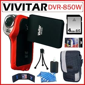 Vivitar DVR-850W Underwater Digital Camcorder with 2.4-inch LCD and 8x Digital Zoom in Blue + 4GB Accessory Kit