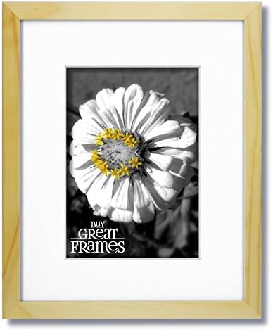 Set of 2 - 8x10 Natural Light Wood Frames and Glass with Single White Mats for 5x7.