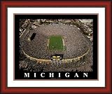 Large The Big House Michigan Wolverines Aerial Framed Print - Cherry Double Mat