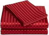 Divatex Home Fashions Royal Opulence Woven Satin Stripe California King Sheet Set, Red