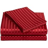 Divatex Home Fashions Royal Opulence Woven Satin Stripe California King Sheet Set, Red
