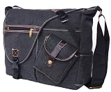 Military Inspired Canvas Crossbody Messenger Bag Laptop Case Backpack Grey Black