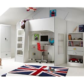 Bailey Childrens Bunk Bed with Underbed, Multi-coloured Handles