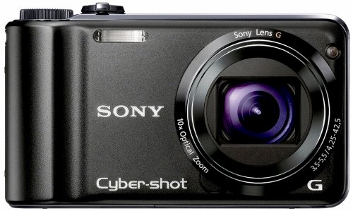 Sony DSC-HX5VB Digitalkamera (10 Megapixel Exmor R, 10fach optischer Zoom, 7,6 cm, LC-Display, Full HD Video, Bildstabilisator, Sweep-Panorama, GPS) schwarz