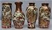 Chinese gold filigree satsuma bud vases, peony design, porcelain - set of 4