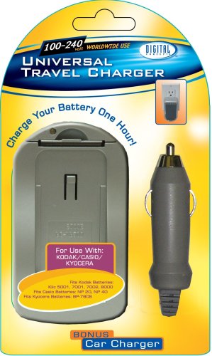 Digital Concepts CH3450S-KOD AC/DC 100-240 Volt Universal Charger for Kodak Klic 5001, Casio NP20/40 and Kyocea BP-780S