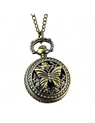 Youyoupifa Wholesale 5pcs/lot Retro Design Bronze Butterfly Openwork Cover Pocket Quartz Watch NBW0PA7099-CO3