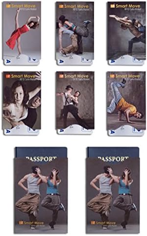 Credit Card Protector Sleeves & Passport Holder, Secure Protection From Identity Theft and Credit Card Fraud, RFID Blocking Set (6+2), Unique Designs & Slim Profile - By RFID Safe Wallet