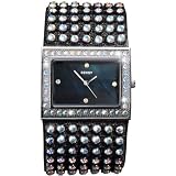 Seksy by Sekonda Bling Ladies Black Mother of Pearl Crystal Stone Set Dial & Strap Watch 4295